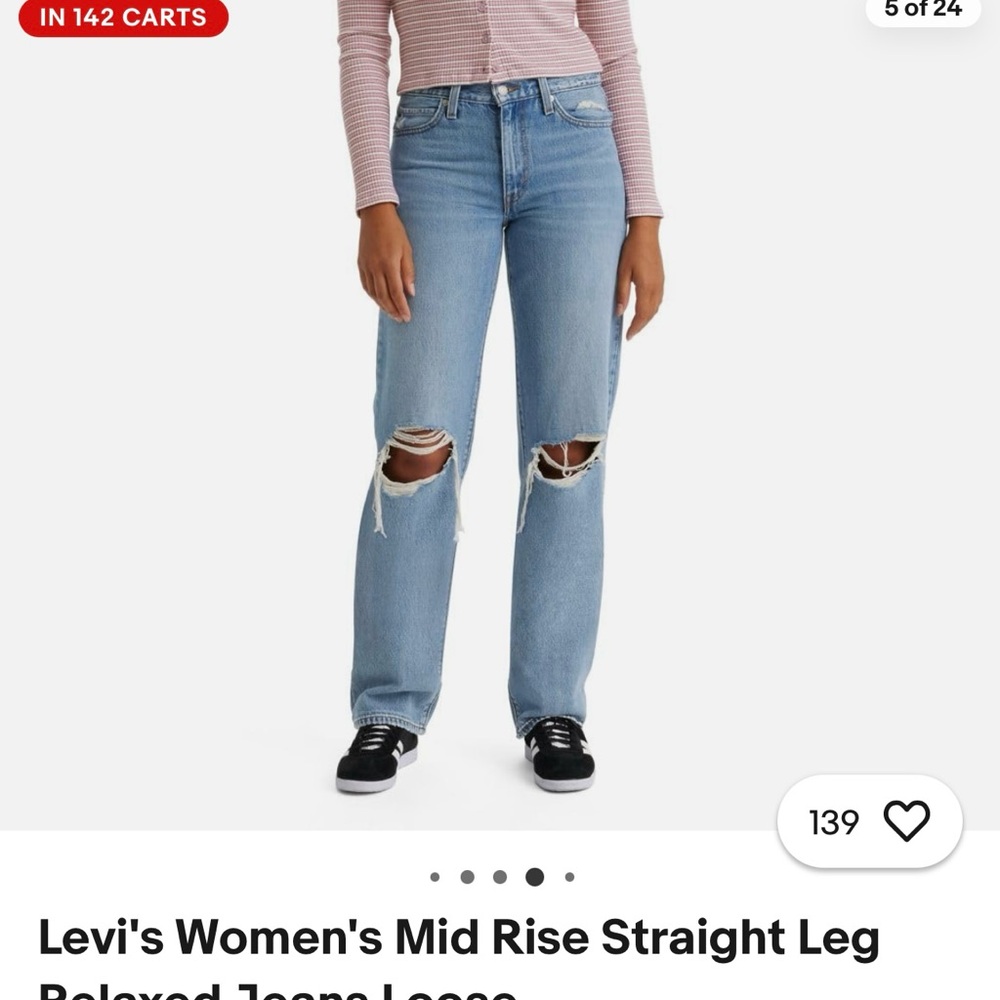 Levi's Women's Light Blue Distressed Straight Leg Jeans